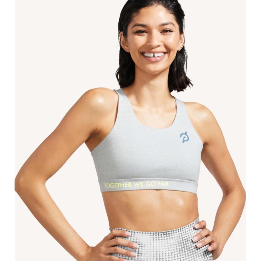PELOTON Heathered Strappy Bra Grey Size M Brand New With Tags
